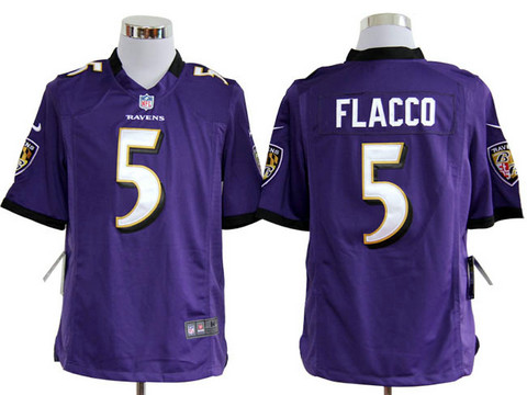 NFL Baltimore Ravens 5 Joe Flacco purple jersey